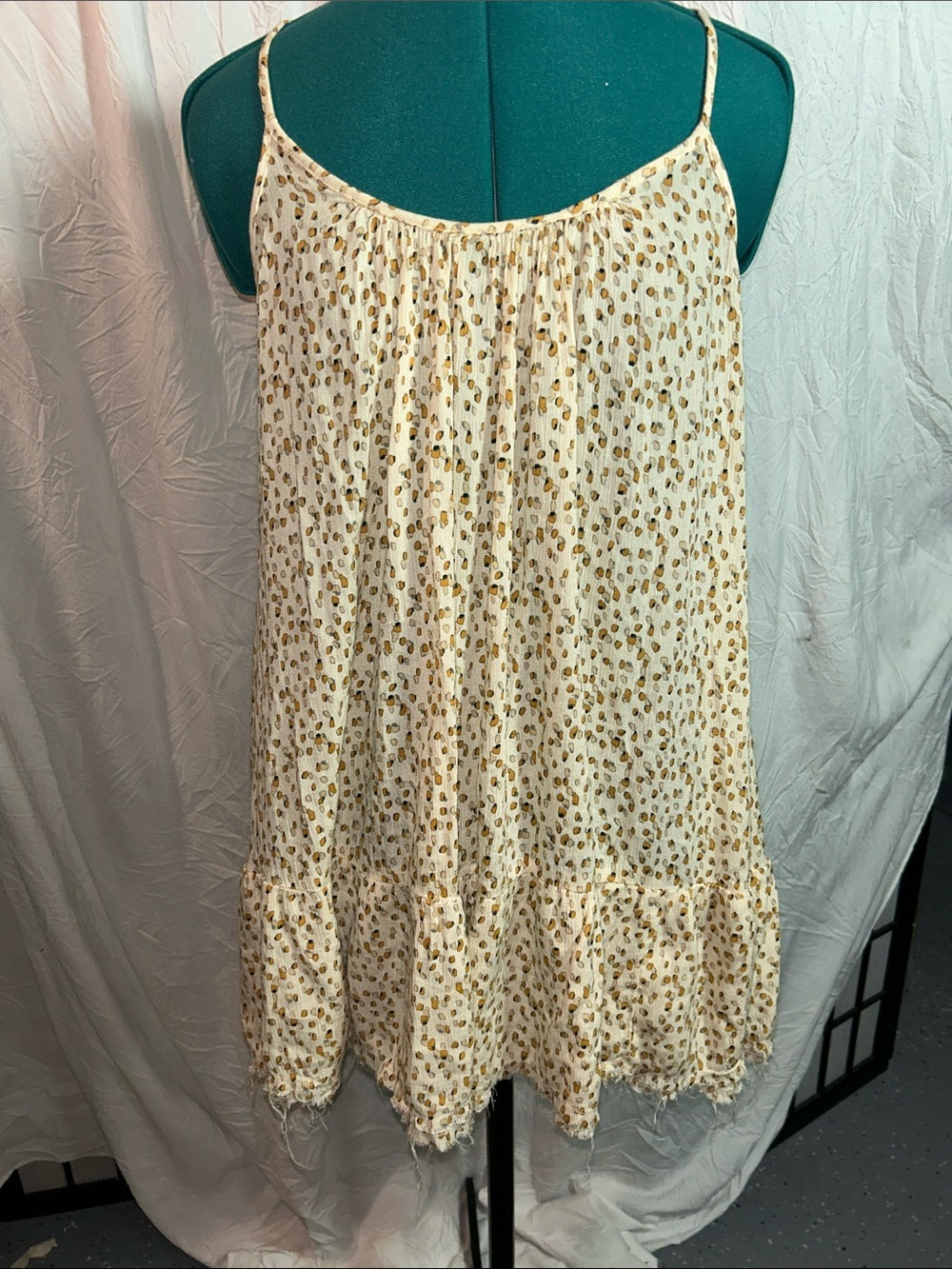 Urban Outfitters Cream Mini Skirt with Gold Dot Print size XS